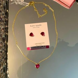 Kate Spade- Jewelry set-matching set heart pendant necklace and earrings(NWT)